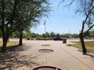 Half-circle parking in front of Enterprise Square